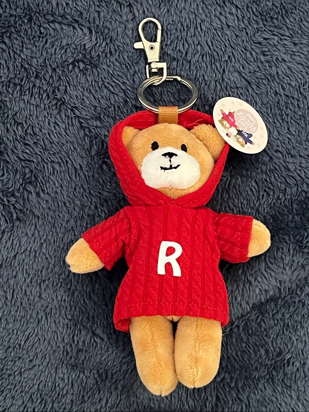 "R" Best Buddy Bear Plush Keychain Bag Charm | Red Hoodie Teddy Bear NWT